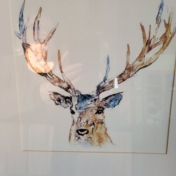 EUC Framed Watercolor Deer Decor - Picture 2 of 2